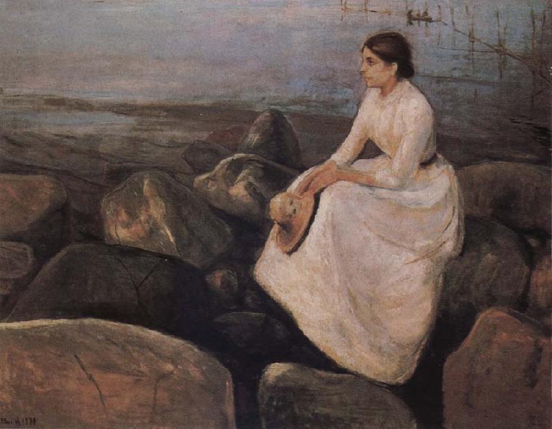 Edvard Munch The Lady sitting the bank of the sea